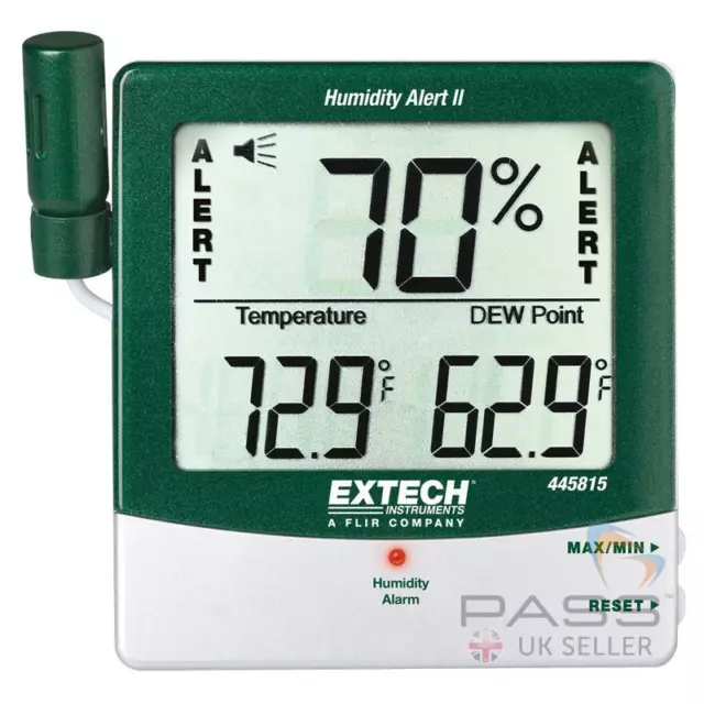 Extech 445815 Hygro Thermometer Humidity Alert with Dew Point / UK