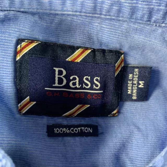 NEW GH Bass & Co Shirt Mens Medium Blue Corduroy Button Up Casual Outdoors Fish 3