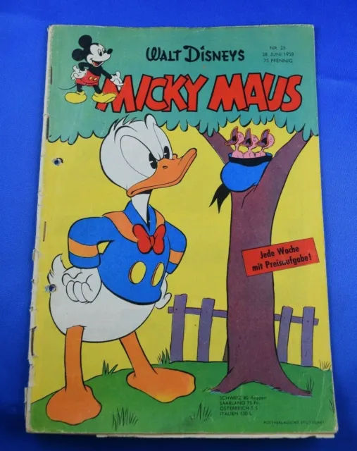 Walt Disneys Micky Maus Heft Nr.25 28.Juni 1958 Original Heft EHAPA Verlag