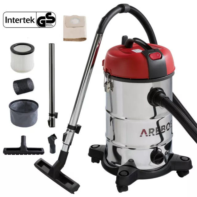 AREBOS Aspirateur Industriel | Aspirateur Sec et Humide avec Filtre 1800W Rouge