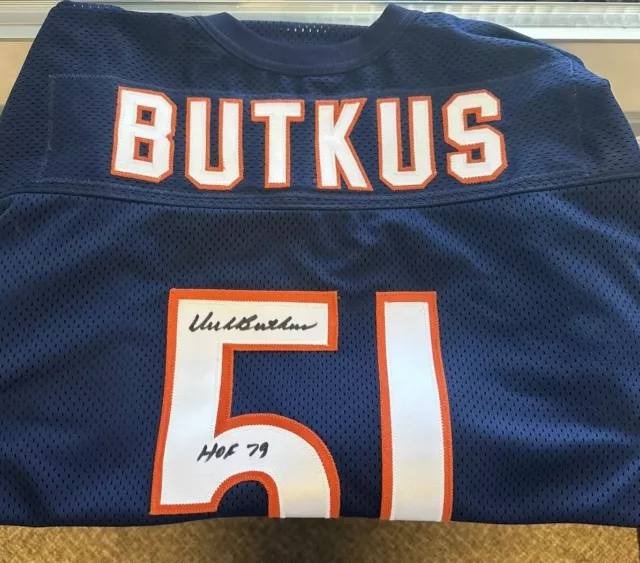 Dick Butkus Signed Custom Bears Jersey “Hof 79” Inscription. Sportsintegrity COA