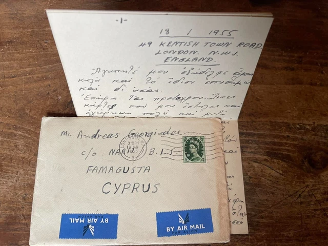 Famagusta Cyprus Stamped Letter by Air from London to Naafi 1955
