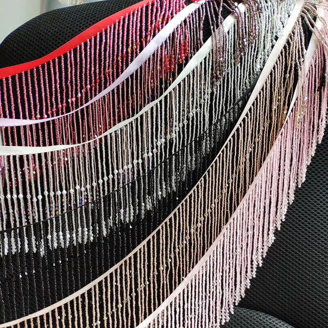 Heavy Beaded Fringe Trim Drop Tassel Fringe Trimming Wedding Party Dress 90cm