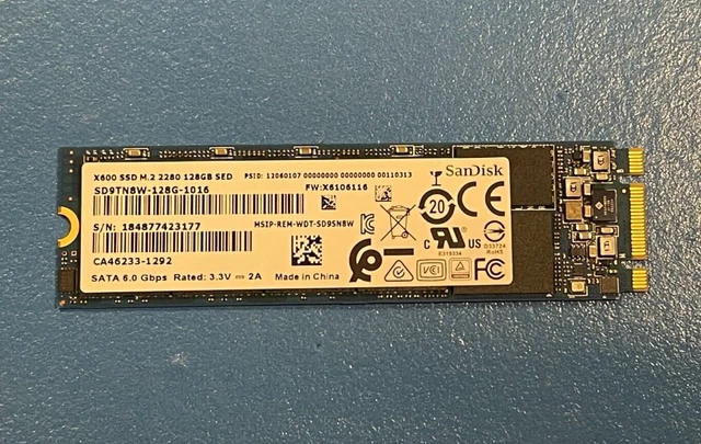 SANDISK X600 128GB SATA 6GB/s M.2 2280 TLC SSD Drive SD9SN8W