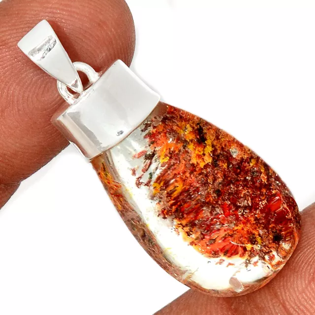 Treated Red Ghost Phantom Lodolite 925 Sterling Silver Pendant Jewelry CP23710