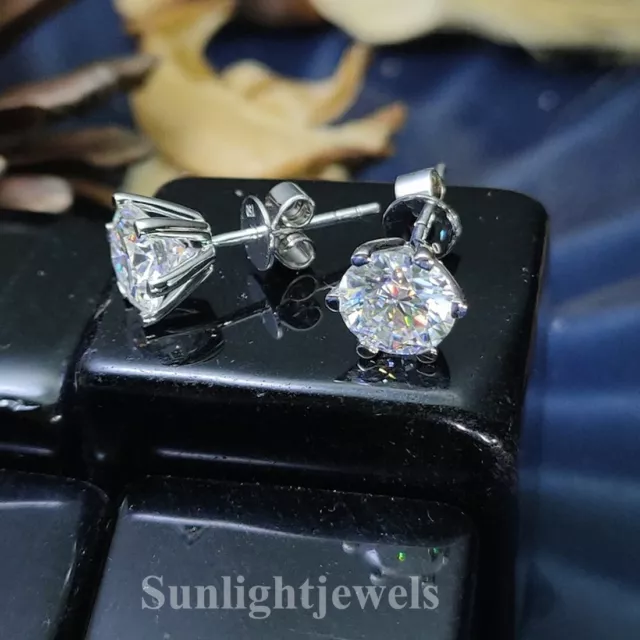 4 Ct Certified Treated Off-White Diamond Solitaire Studs 925 Silver Great Shine