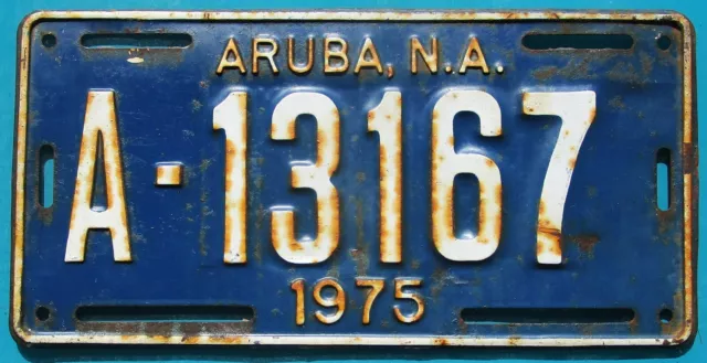 ARUBA, NETHERLANDS ANTILLES, 1975 Passenger License Plate #A-13167