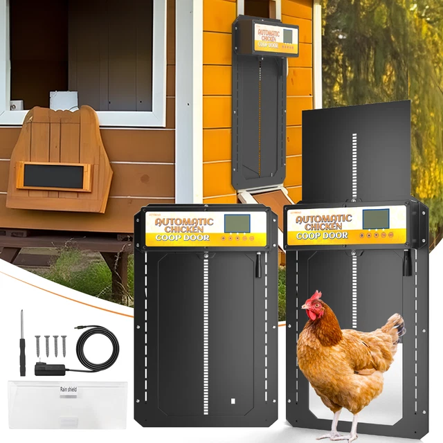 CHICKEN COOP DOOR Automatic Waterproof With Light Sensor Timer Remote