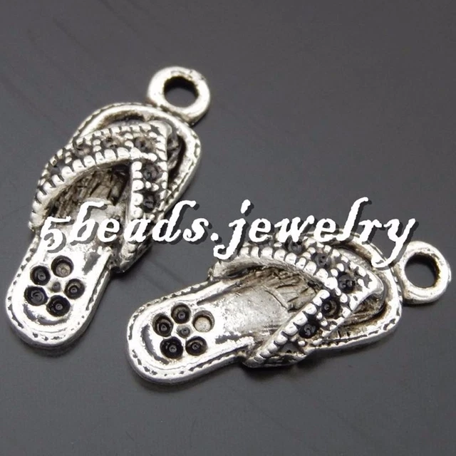 26 Stück Retro Silber Legierung Hausschuhe Anhänger Charm Pantoffeln 21x8x5mm