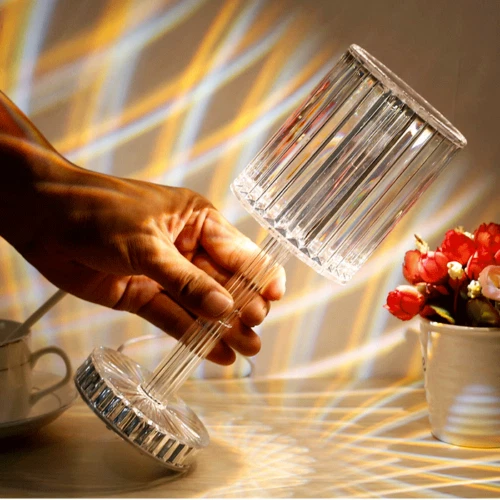 Lampada Da Tavolo Led Ricaricabile Per Bar Ristoranti Hotel Pub Trasparente Usb 10