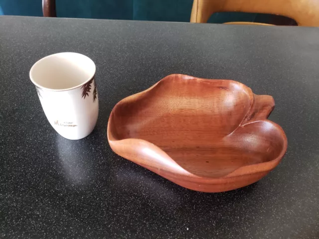 Vintage Hawaii Koa Leaf Bowl Kobe Misono Sushi Bar Tiki Restaurant Sake Cup