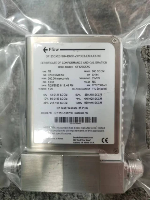 Brooks Gf125Cxxc Mass Flow Controller, N2,860Sccm, Gf125C-101230