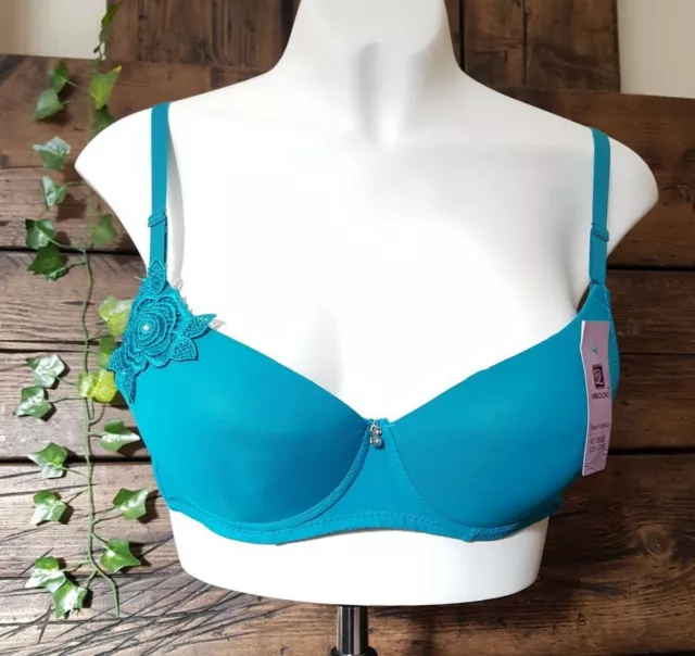 LADIES XINUOLONG CERULEAN blue push up thick padded bra size 42/95 £8.00 -  PicClick UK