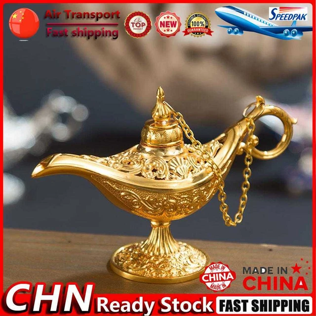 Vintage Aladdin Lamp Fairy Tale Home Desk Ornament Figurines Decor (Gold) Fr