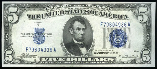 $5 1934A Silver Certificate FR#1651 Choice Uncirculated ******LOOK******