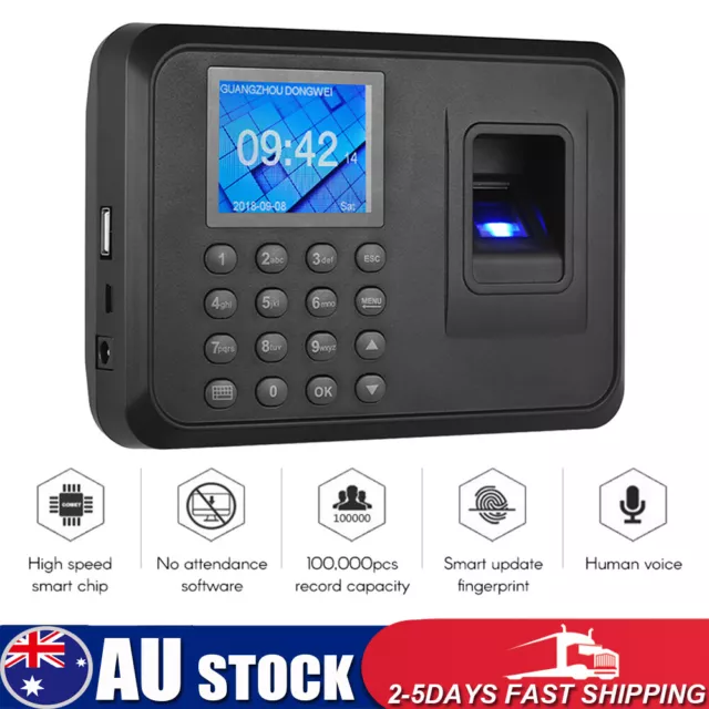 Biometric Fingerprint Scanner Attendance Machine Time Clock Check In Out System