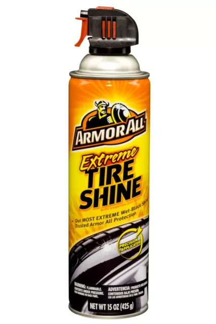 ArmorAll Extreme Tire Shine, Wet, Black Wheel Shine, Aerosol Spray 15 oz