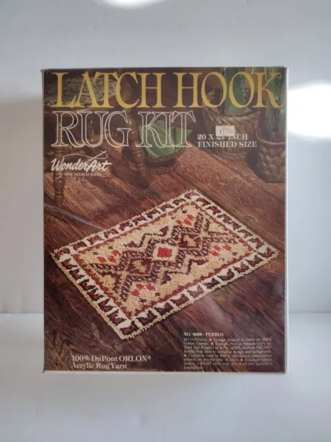 Wonder Art Latch Hook Kit "PUEBLO" 27 x 20 - SEALED - Southwest Vintage 1970's