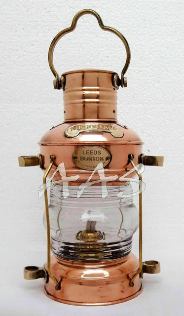 14 " Öl Lampe Maritim Nautisch Schiff Laterne Boot Licht Messing & Kupfer Anker