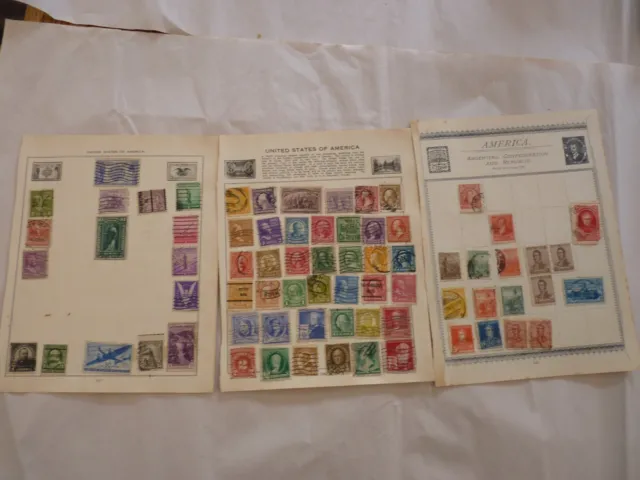 Usa Old Stamps Hinged On 3 Album Pages (P25)