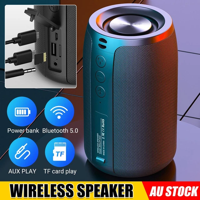 Portable Wireless Bluetooth Speakers Stereo Bass Outdoor Radio USB/TF/ Radio AU
