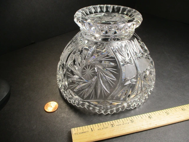 Vintage American Brilliant Period Cut Glass Bowl W/ Sawtooth Edge 7
