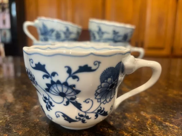 Set of 6 VINTAGE BLUE DANUBE Onion Tea Coffee Cups Rectangle Stamp EUC