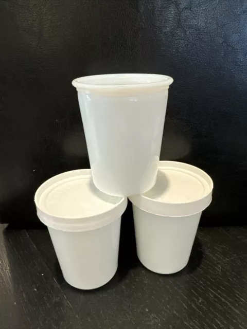 3 Salton Yogurt Maker Replacement White Milk Glass Cups Jars With 2 Lids