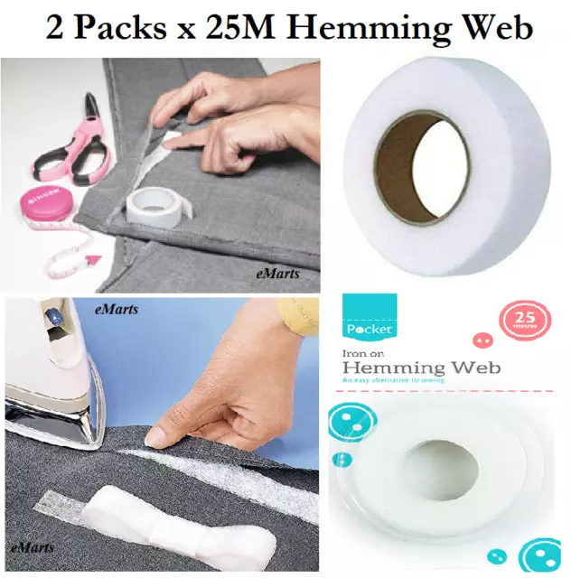 50M Large Wonder Web Iron On Hemming Tape Webbing Roll Sewing Craft Tailor Hem