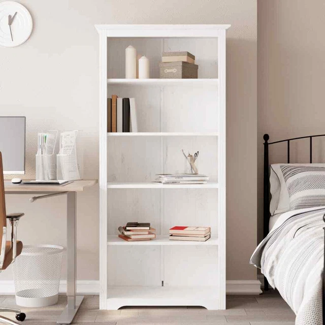 Vidaxl Libreria BODO 5 Ripiani 80x38x180 cm Legno Massello Pino Bianco