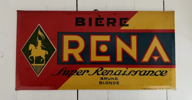 Ancien Glacoide Publicitaire Bière RENA No Plaque Émaillée