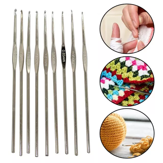 10Pcs/Set Stainless steel Crochet Hook Needles Yarn Knitting Size 0.5-1.5 mm