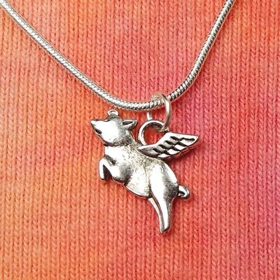 When Pigs Fly Necklace 16"-36" Winged Pig Might Pendant Flying Wings Impossible