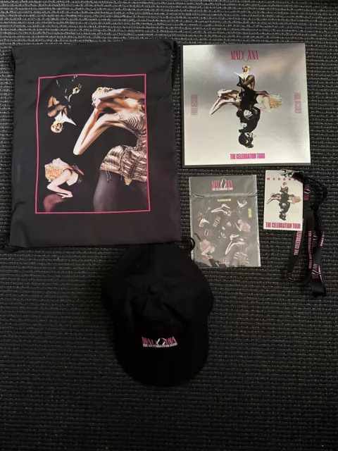 Madonna Celebration Tour VIP Bag, Cap, Lithograph, Lanyard, Drink Token & More