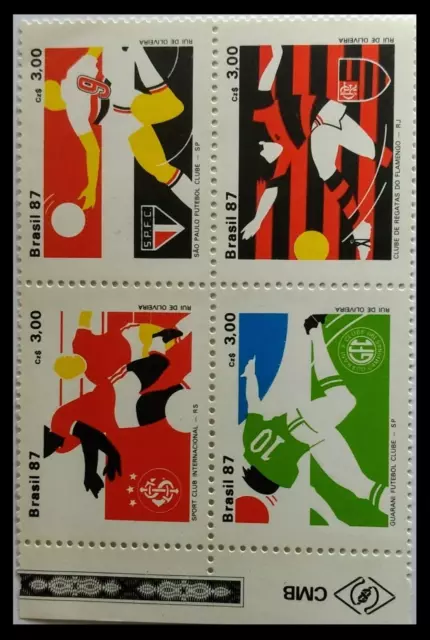 126.Brazil 1987 Setenant Set/4 Stamp Sports, Famous Football Clubs . Mnh 2