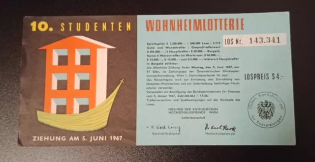 Lotterielos: 10. Studenten- Wohnheimlotterie, 1967