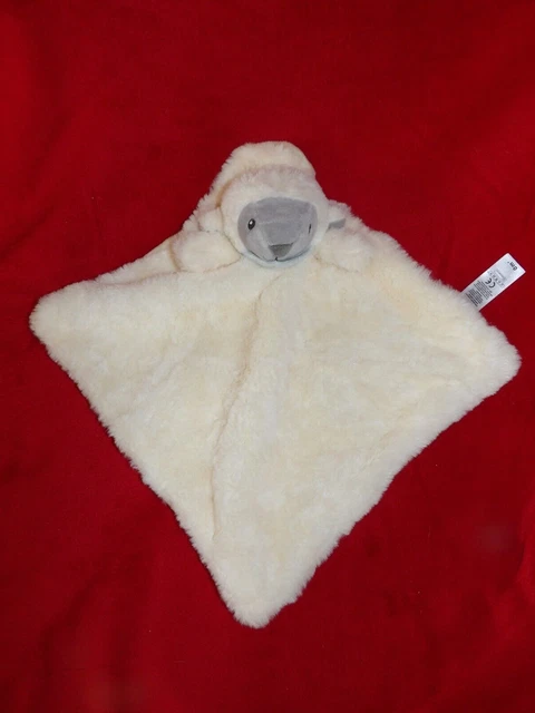 Doudou Plat Tex Baby Mouton Blanc Gris Bandana Bleu  JAMAIS SERVI