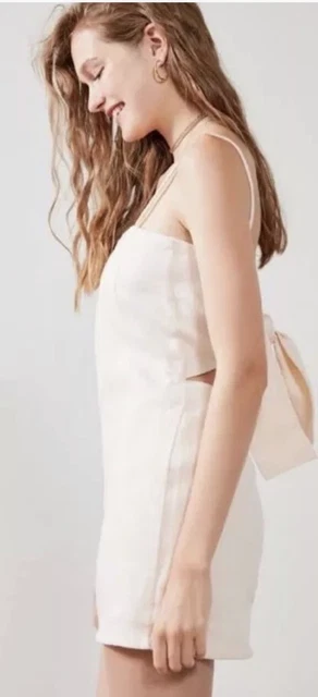 SIR THE LABEL Gracie Tie Back Linen Mini Dress Sz Cream?