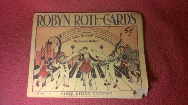 Robyn Rote Cards vintage book musical notation 1935 beginning piano teaching