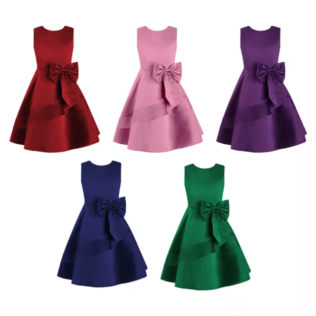 UK Flower Girls Formal Gown Pageant Wedding Tulle Kids Bridesmaid Party Dresses