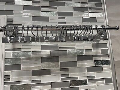 Ganchos de cortina de ducha cuadrados de metal plateado - 24 unidades - tendencias domésticas