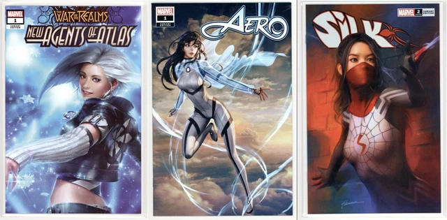 War of the Realms New Agents of Atlas #1 2nd Print Aero #1 LEE Silk #2 MAER Set