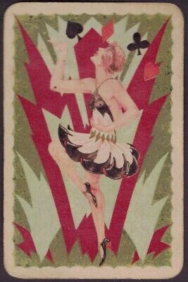 Playing Cards 1 Single Card Old Vintage Art Deco DANCE GIRL DANCING Suits Design