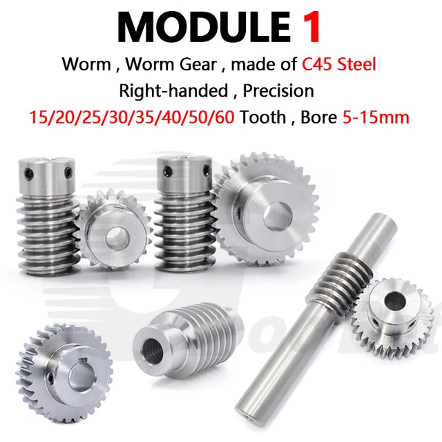 Mod 0.5 1 1.5 Worm Gear Wheel C45 Steel 15/20/25/30/35/40/50/60 Tooth Precision