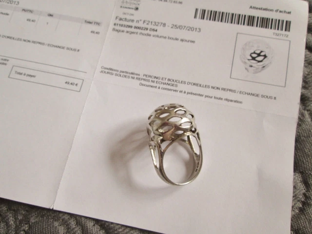 Bague Argent 925 Rhodié Guy Laroche - Pierre Oxyde Transparente - Taille 56 - Occasion Neuf Déstocké