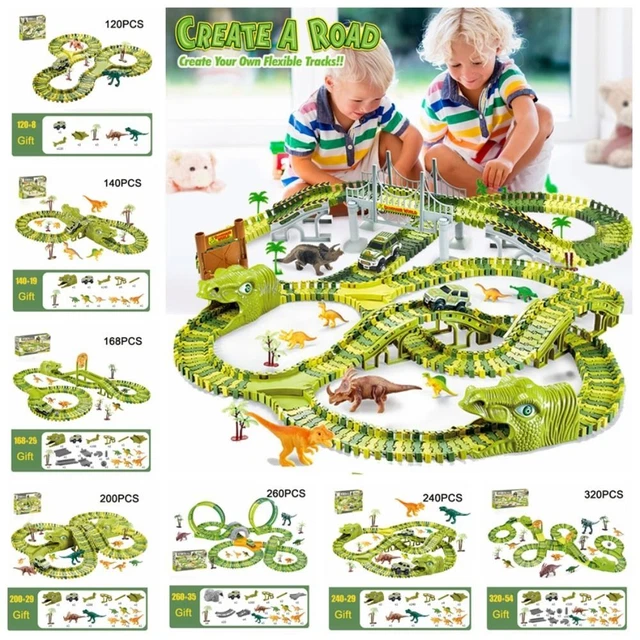 Bend Flexible Race Track Dinosaur Electric Rail Car   Children Gifts
