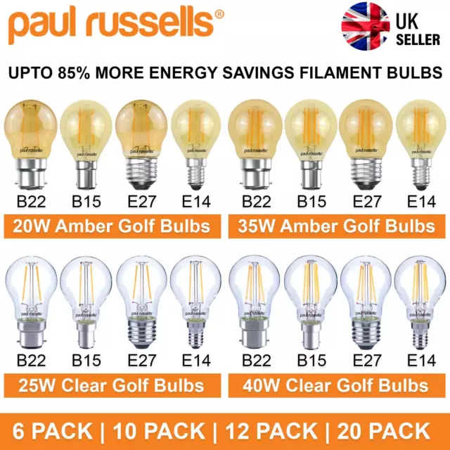 40W 25W LED Round Golf Light Bulbs Warm/Amber Small Screw E14 B22 B15 E27 Bulb