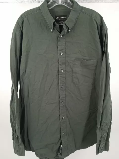 Eddie Bauer Button Down Shirt Mens LT Large Tall Green  Long Sleeve