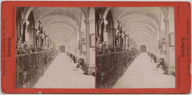 Original ca. 1880er Jahre Stereoaufnahme SALZBURG Friedhof, von A. Red