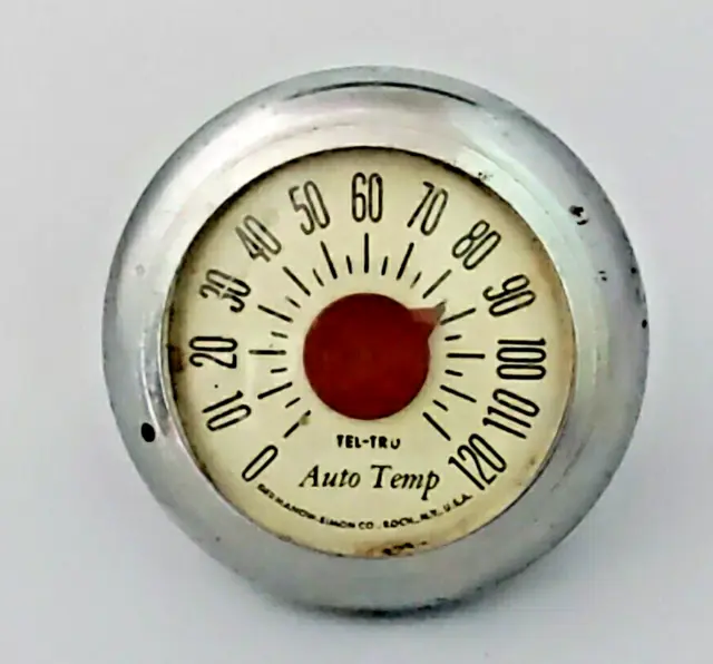 Vintage Tel-Tru Auto Thermometer Temperature Gauge Chevy GM Accessory Rat Rod